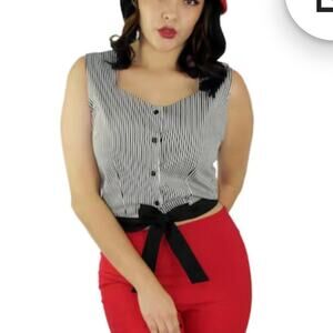 Hemet Blouse. Pin-up Rockabilly “A Stripe Love Affair” - Striped Size large NWT